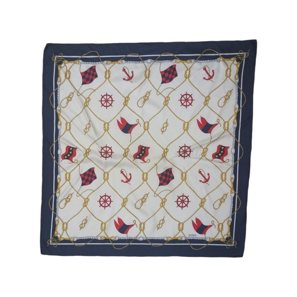 LOREDANO White Sailing Silk Scarf 31.5"/ 30.5” EC